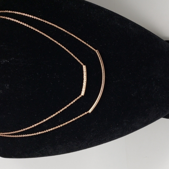 THE LIMITED Layered Rose Gold tone Double Bar Design Necklace - Women's Jewelry - Picture 8 of 9